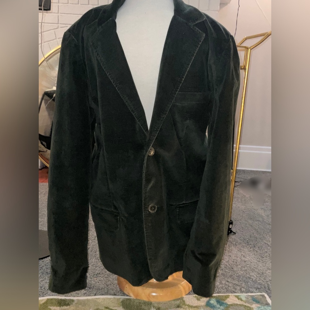 FINK Olive Green Velvet Blazer Sport Coat XL Dark Academia Luxury Menswear